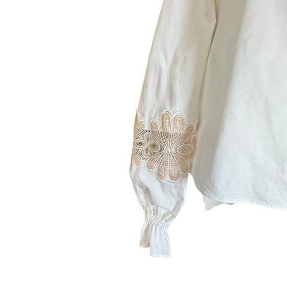 Ramy Brook Quinn Embroidered Off-Shoulder White Cotton Top Size M NWT Boho - Picture 4 of 9